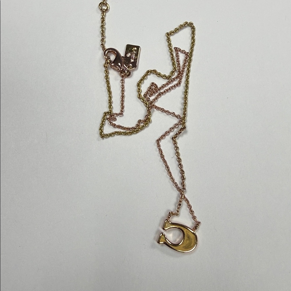 Coach Two-Tone Gold and Rose Gold C Necklace - Picture 4 of 5